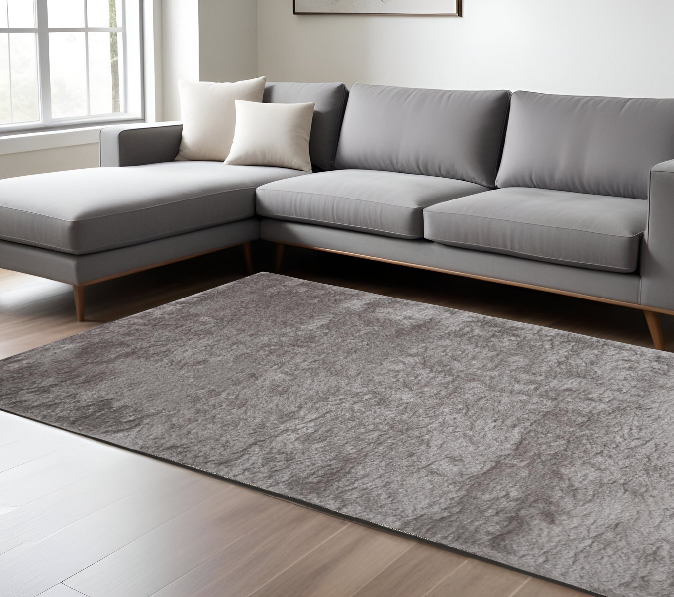8" X 10" Gray Shag Hand Tufted Area Rug