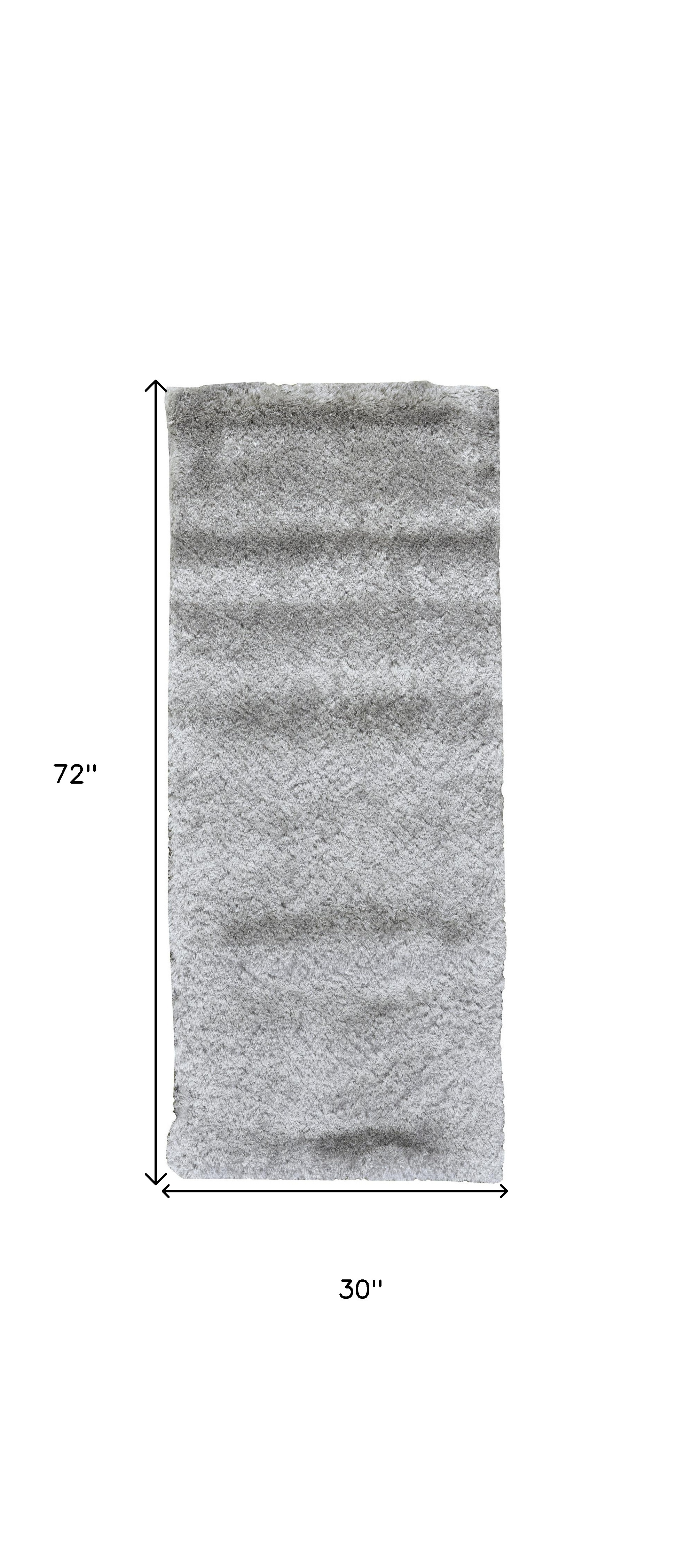 6" Gray Shag Hand Tufted Runner Rug