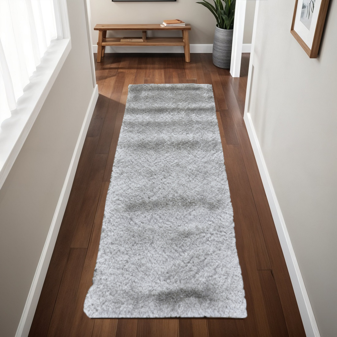 6' Gray Shag Hand Tufted Runner Rug-510993-1