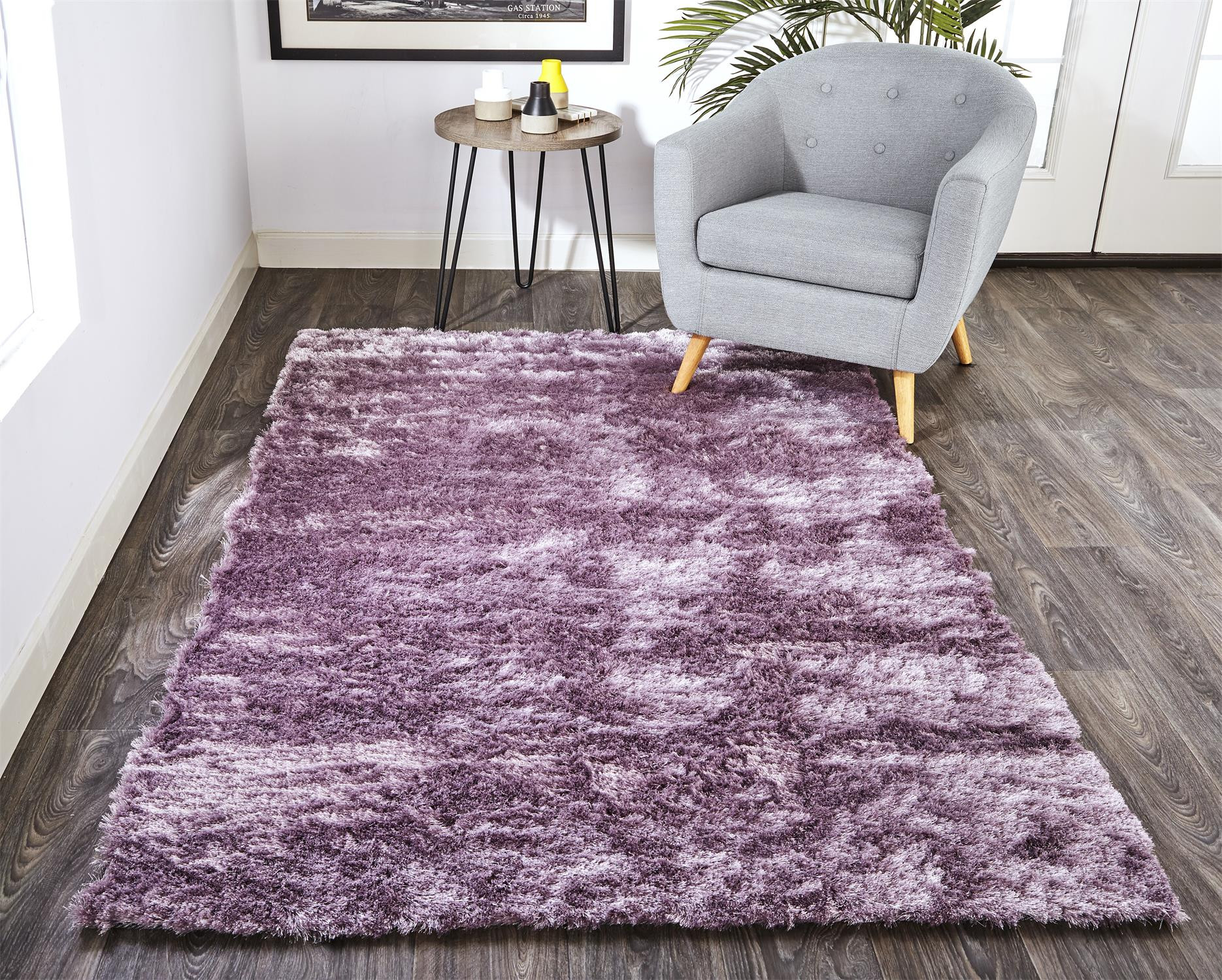 8" X 10" Purple Shag Tufted Handmade Area Rug