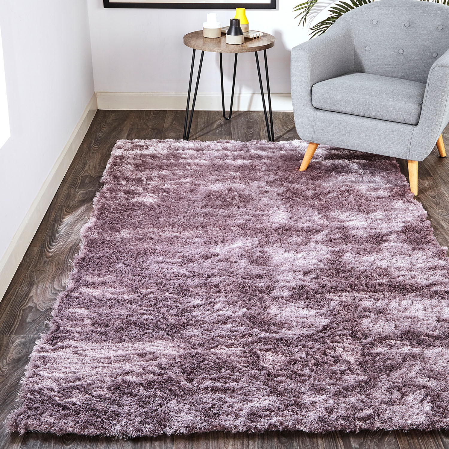 8" X 10" Purple Shag Tufted Handmade Area Rug
