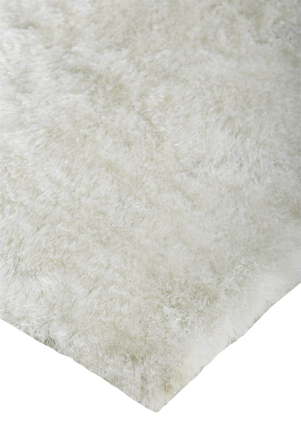 8" X 10" White Shag Tufted Handmade Area Rug