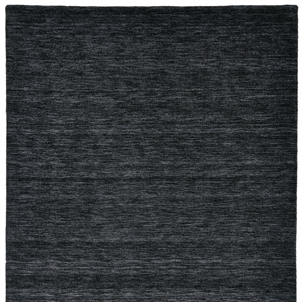 5" X 8" Black Wool Hand Woven Area Rug