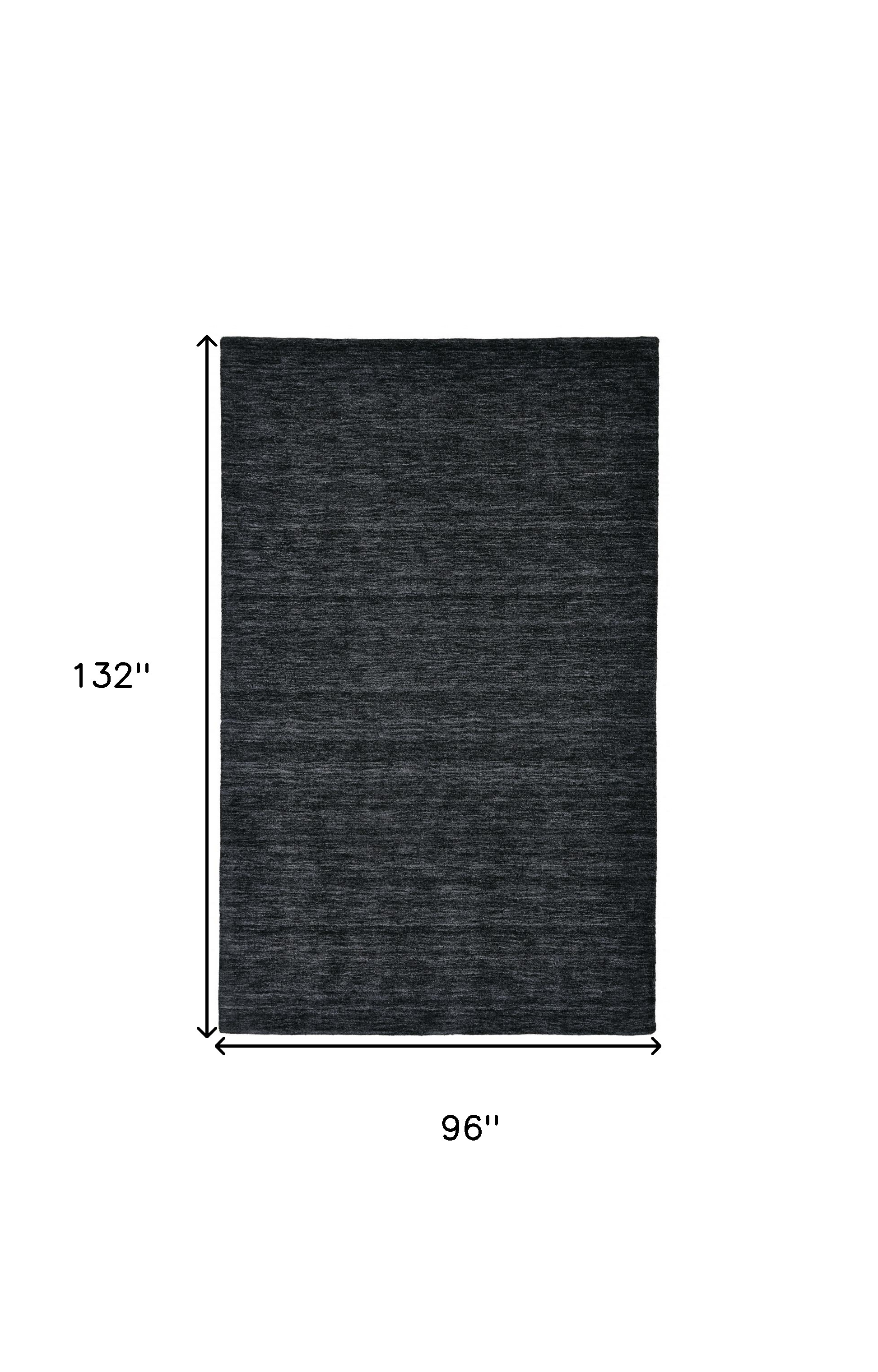 8" X 11" Black Wool Hand Woven Area Rug