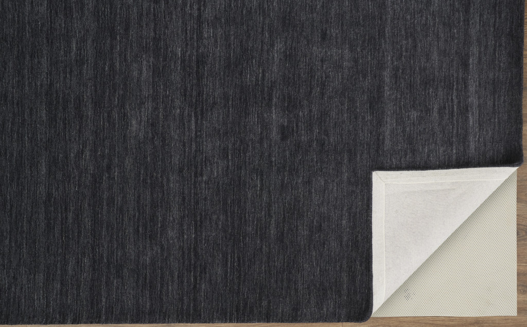 8" X 11" Black Wool Hand Woven Area Rug