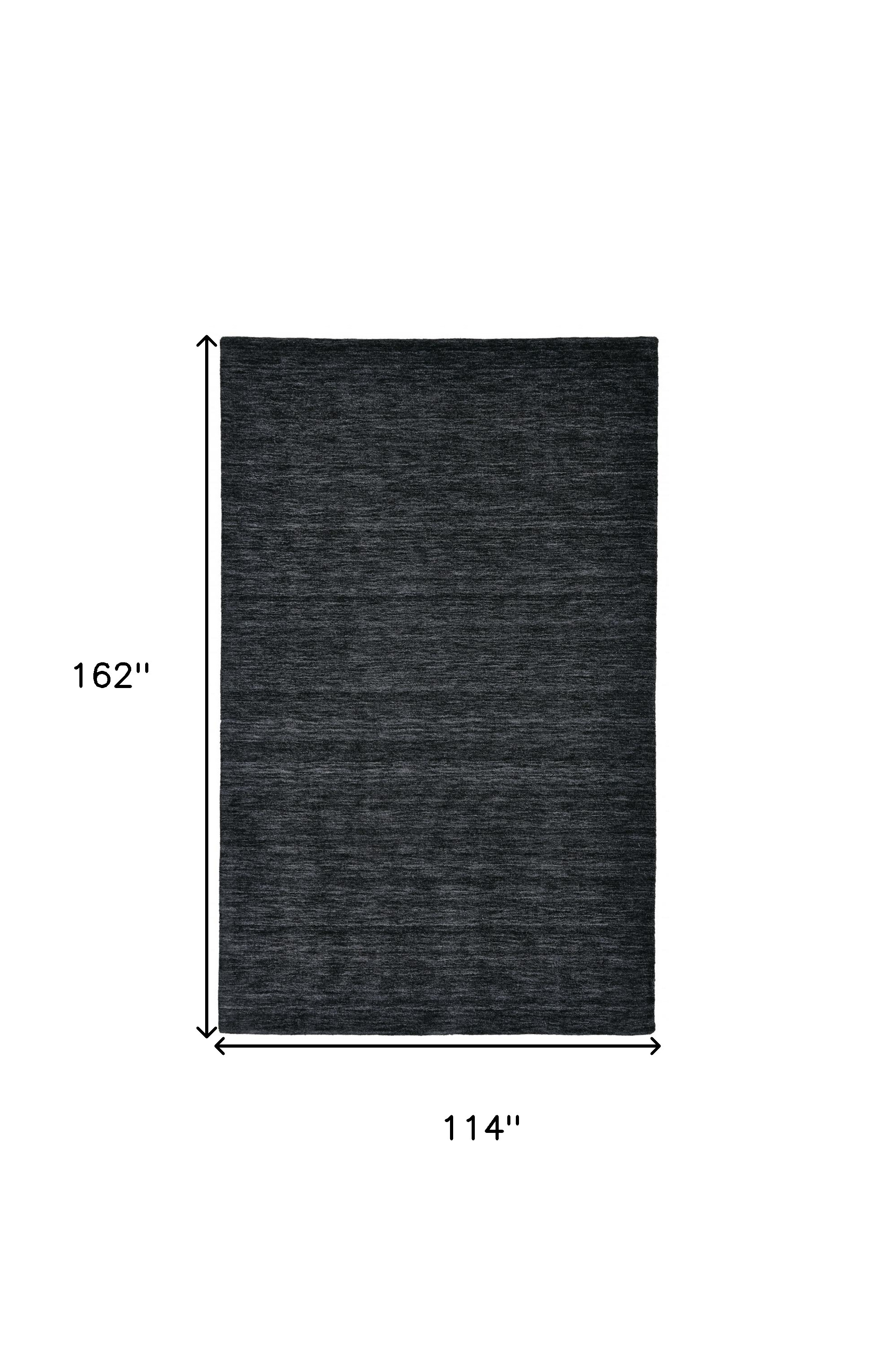 10" X 13" Black Wool Hand Woven Area Rug