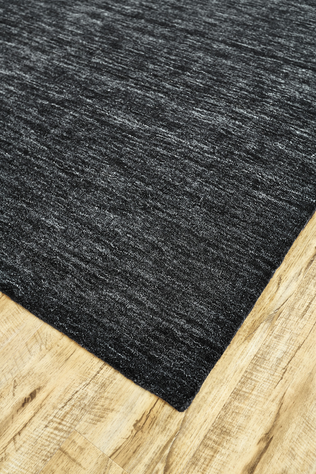 10" X 13" Black Wool Hand Woven Area Rug