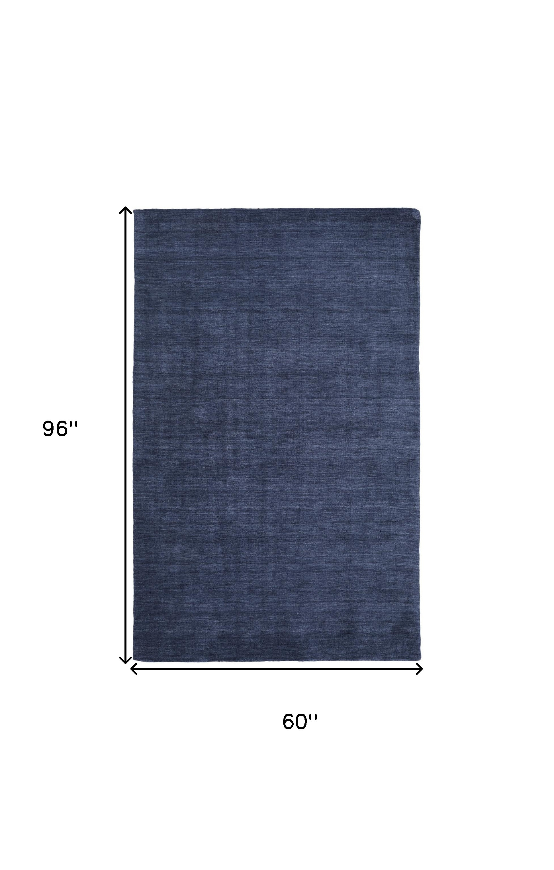 5" X 8" Blue Wool Hand Woven Area Rug