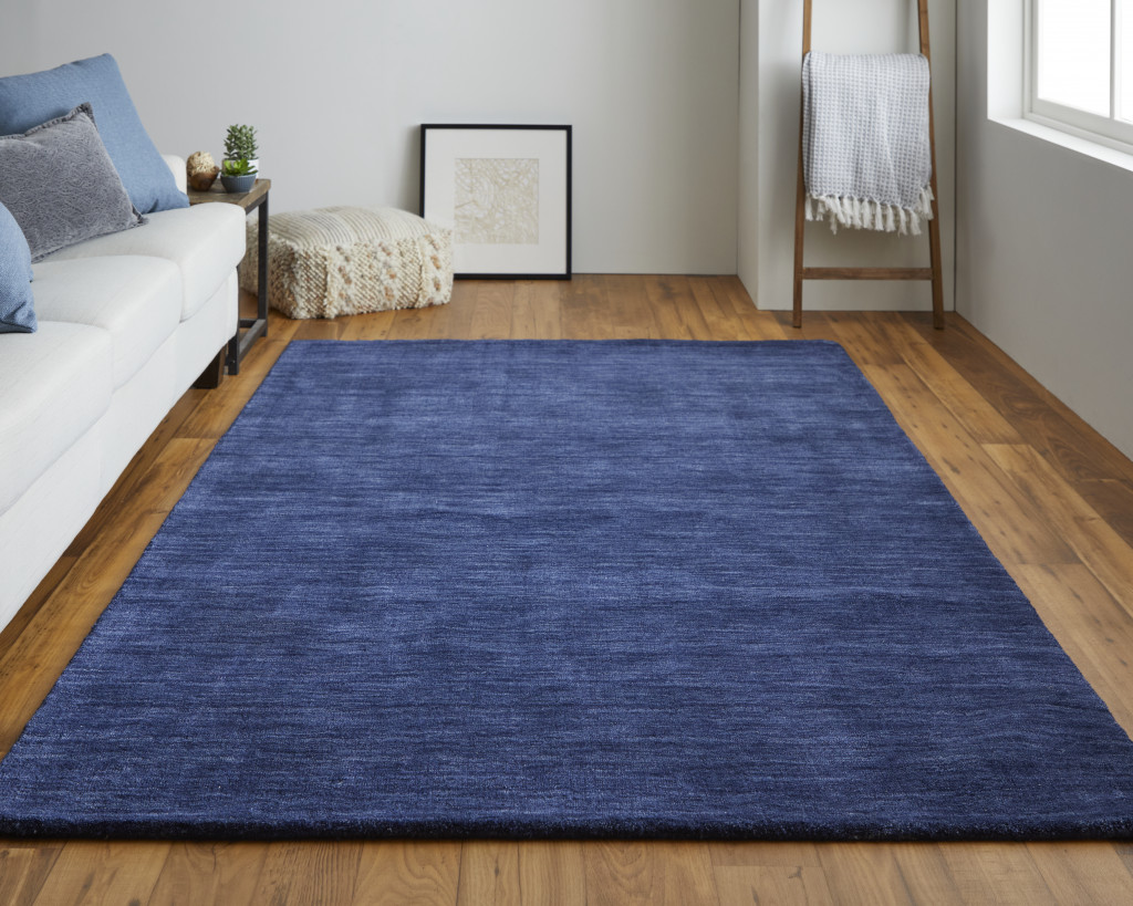 5" X 8" Blue Wool Hand Woven Area Rug