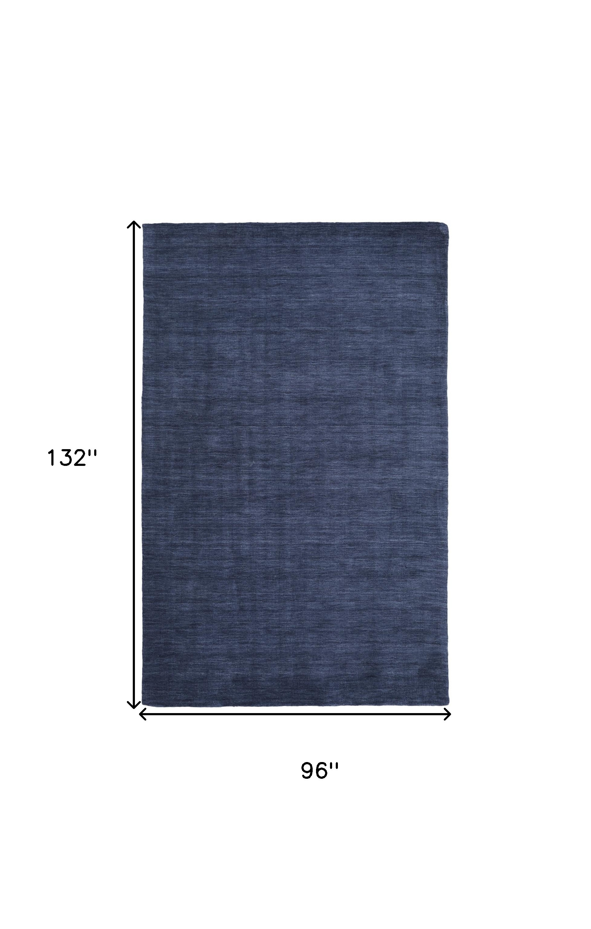 8" X 11" Blue Wool Hand Woven Area Rug