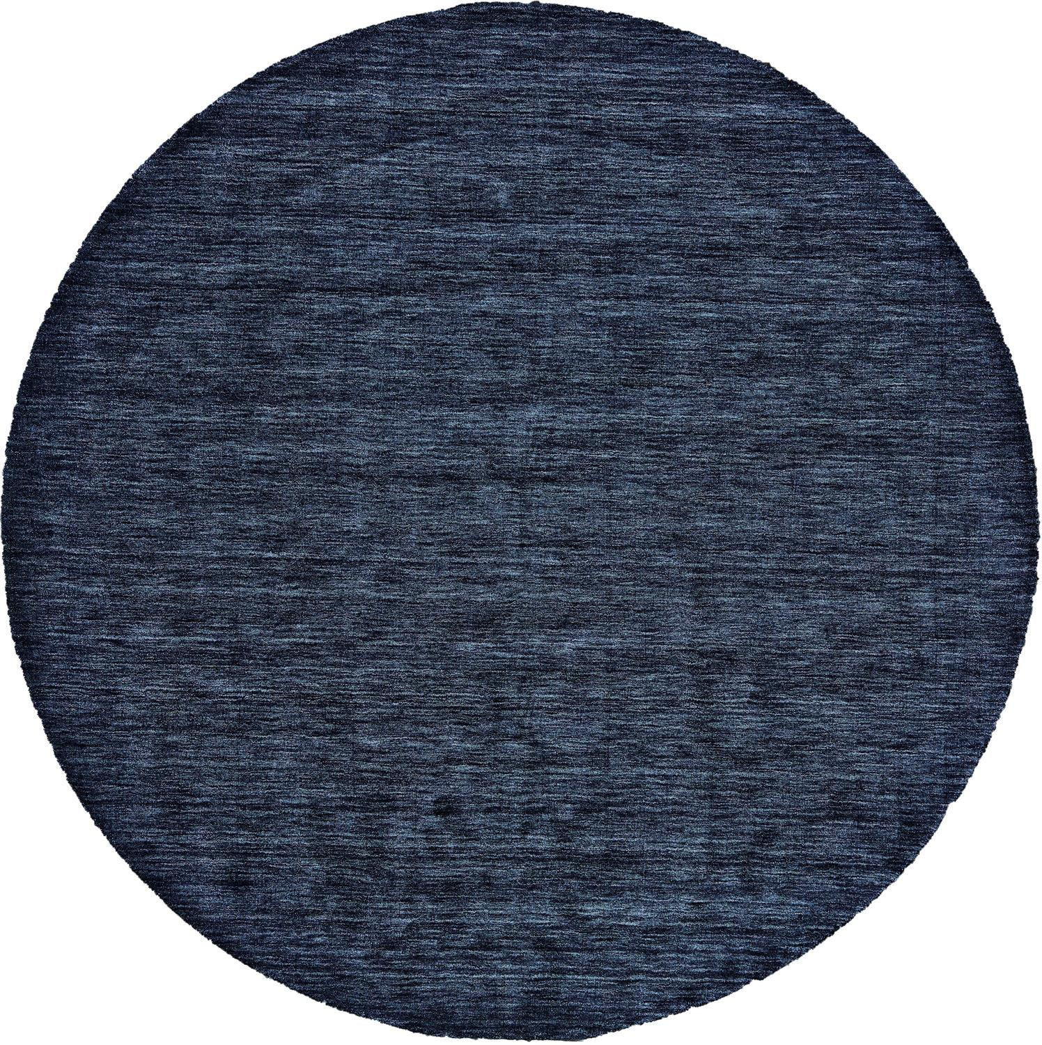 8" Blue Round Wool Hand Woven Area Rug