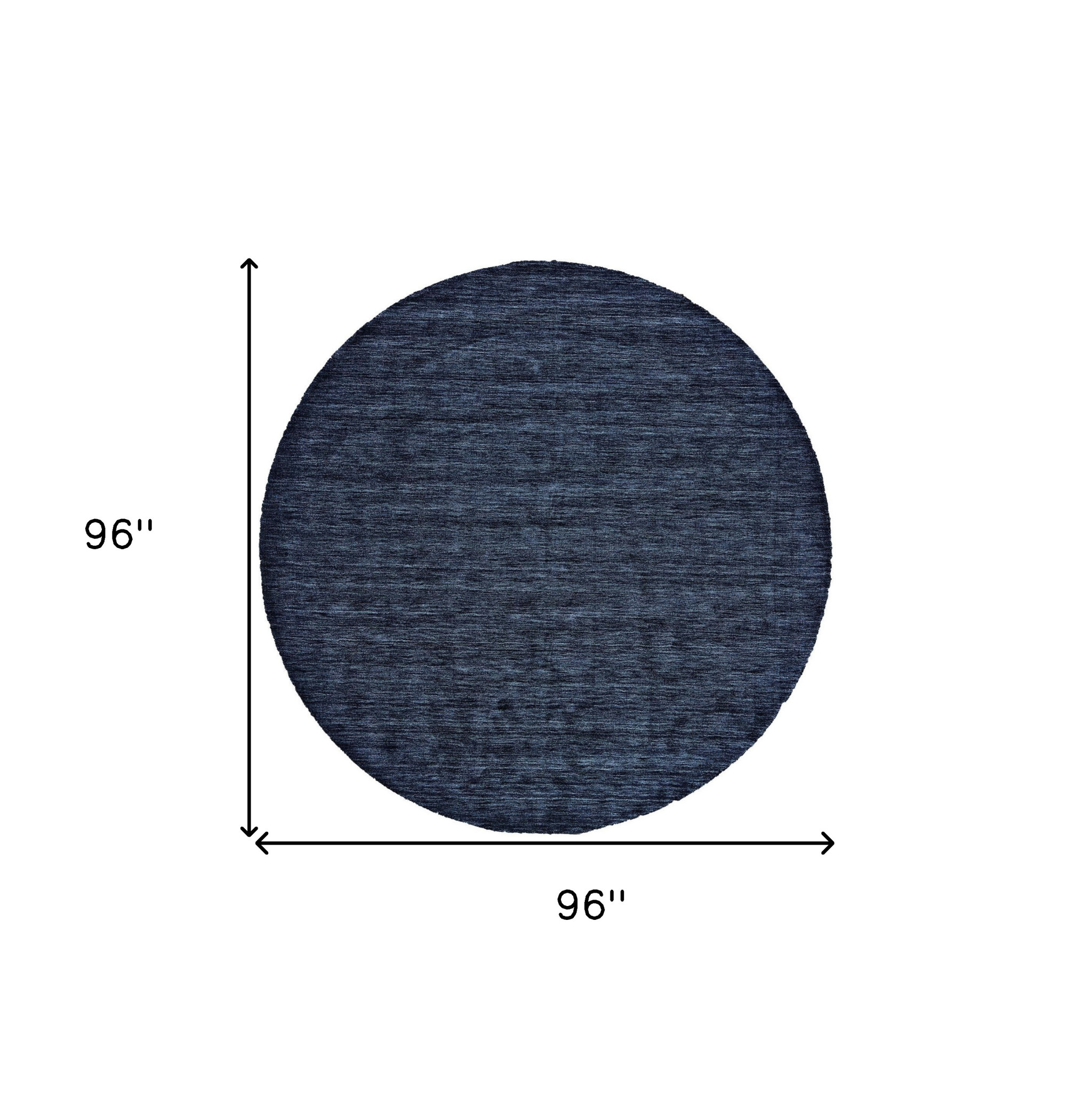 8" Blue Round Wool Hand Woven Area Rug
