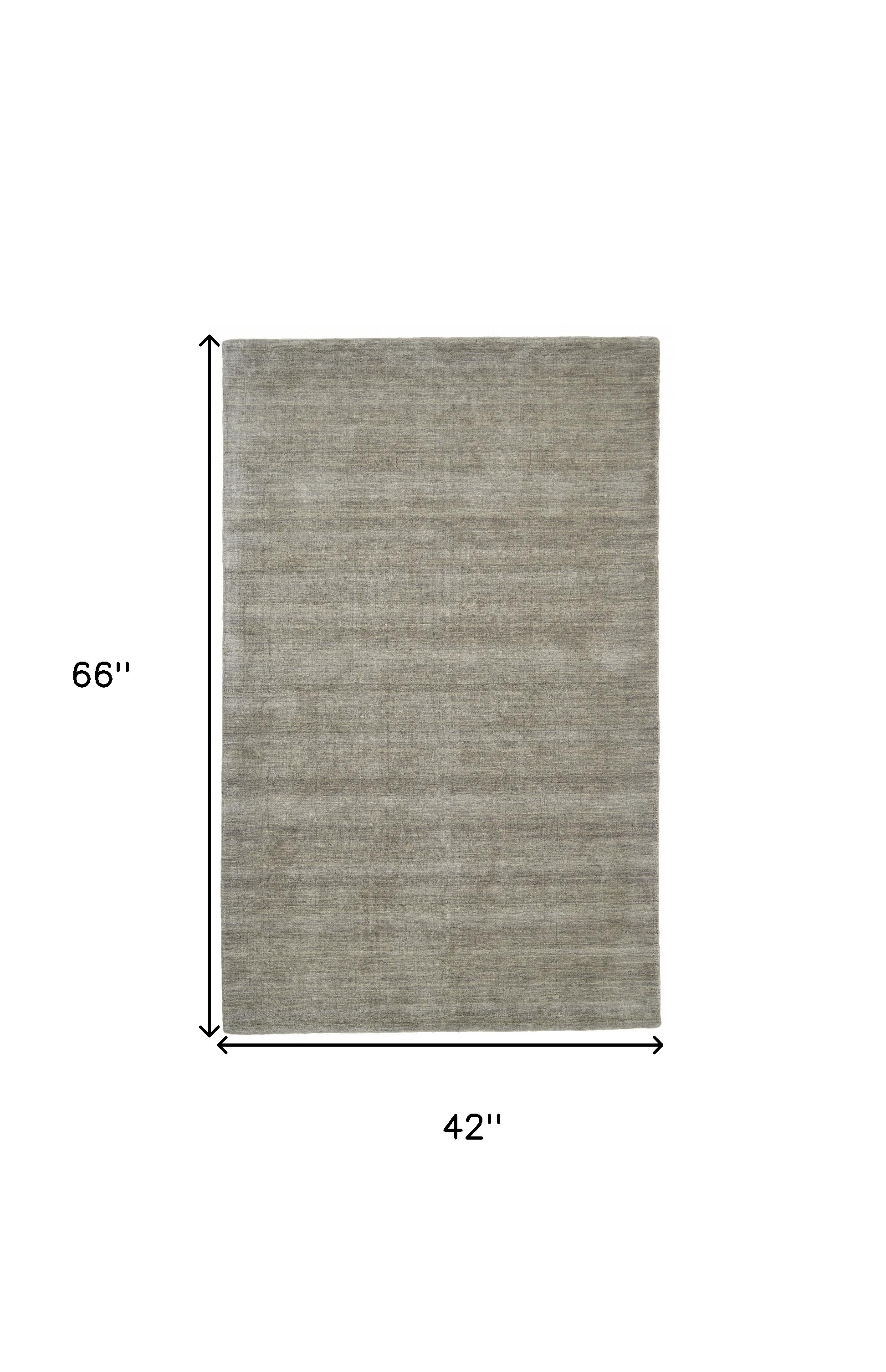 4" X 6" Gray and Ivory Wool Hand Woven Area Rug