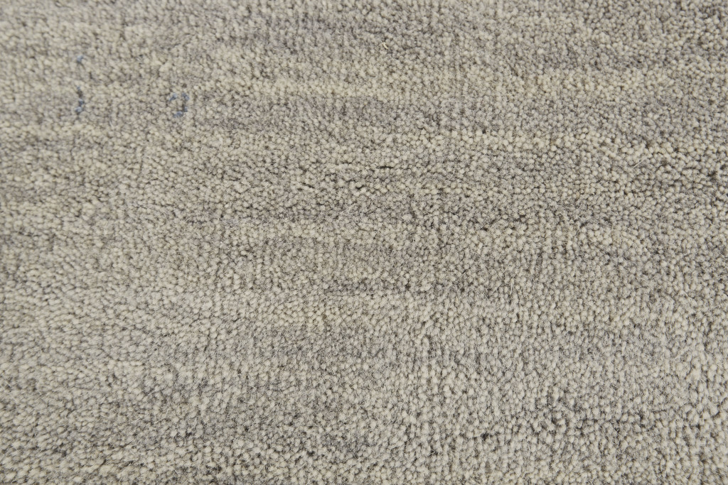 8" X 11" Gray and Ivory Wool Hand Woven Area Rug