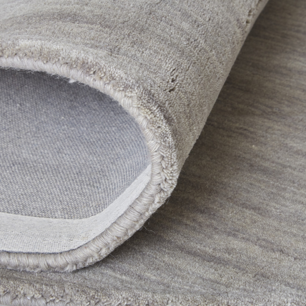 8" X 11" Gray and Ivory Wool Hand Woven Area Rug