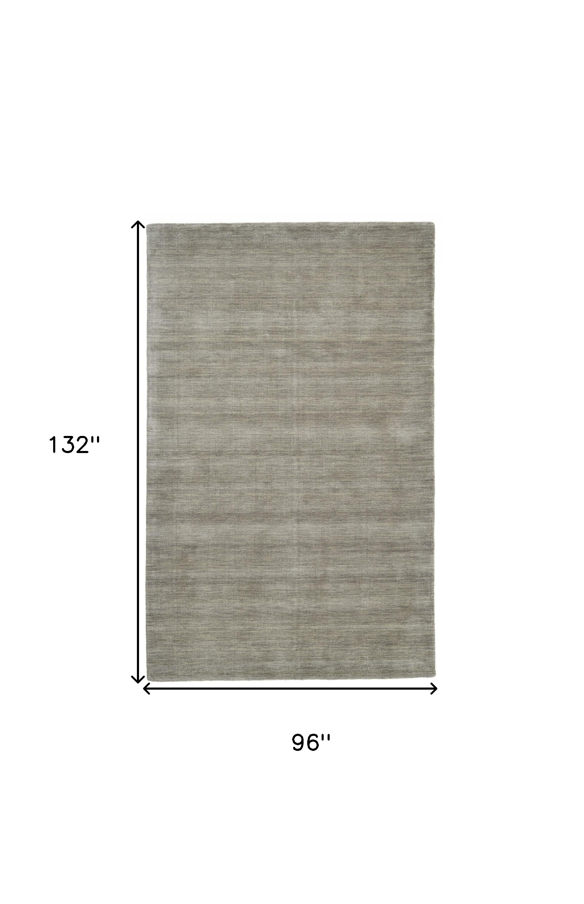 8" X 11" Gray and Ivory Wool Hand Woven Area Rug