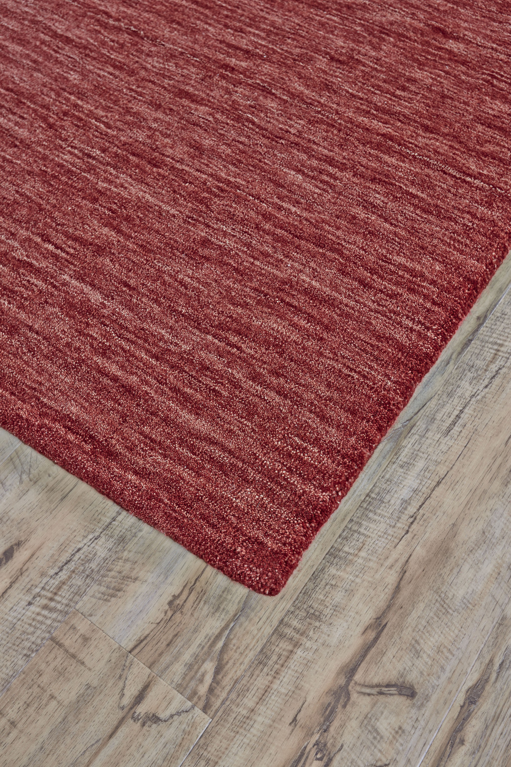 5" X 8" Red Wool Hand Woven Stain Resistant Area Rug