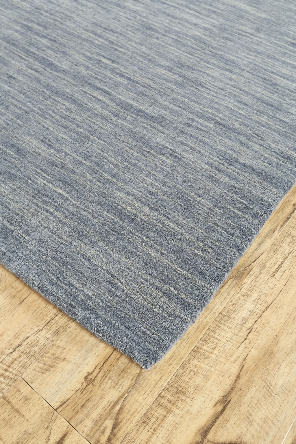8" X 11" Blue and Gray Wool Hand Woven Area Rug