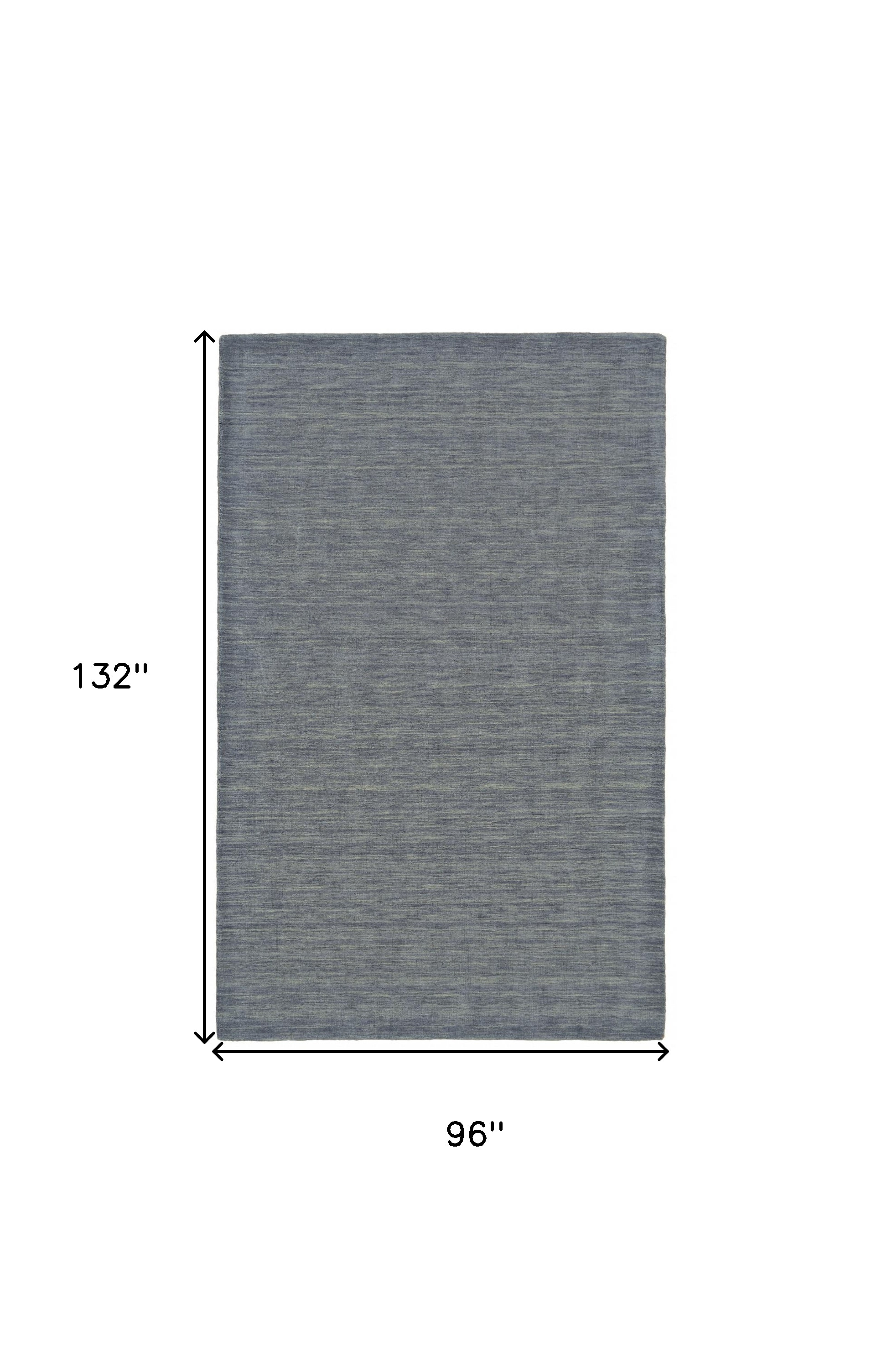 8" X 11" Blue and Gray Wool Hand Woven Area Rug