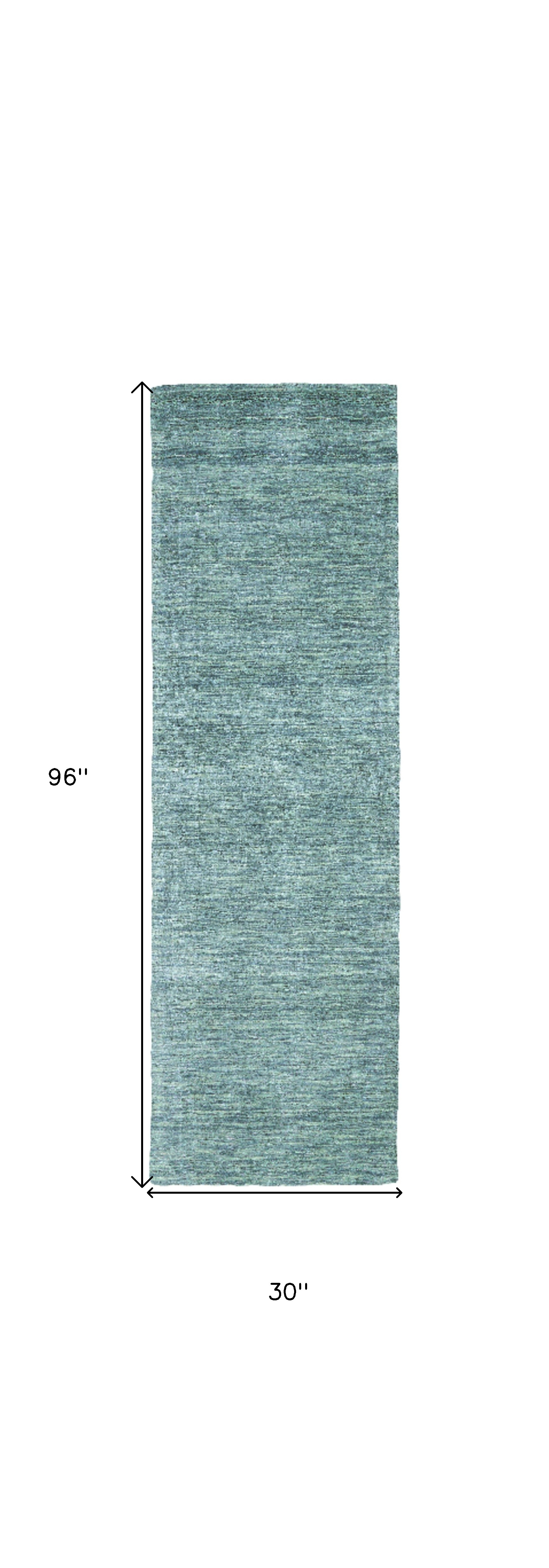 8" Runner Gray and Blue Hand Woven Runner Rug