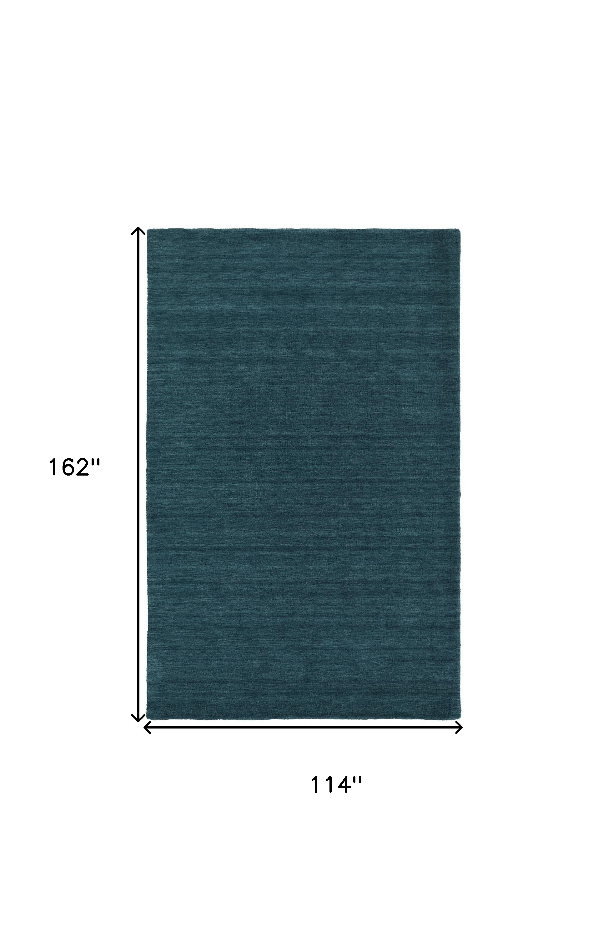 10" X 13" Blue Green Wool Hand Woven Area Rug