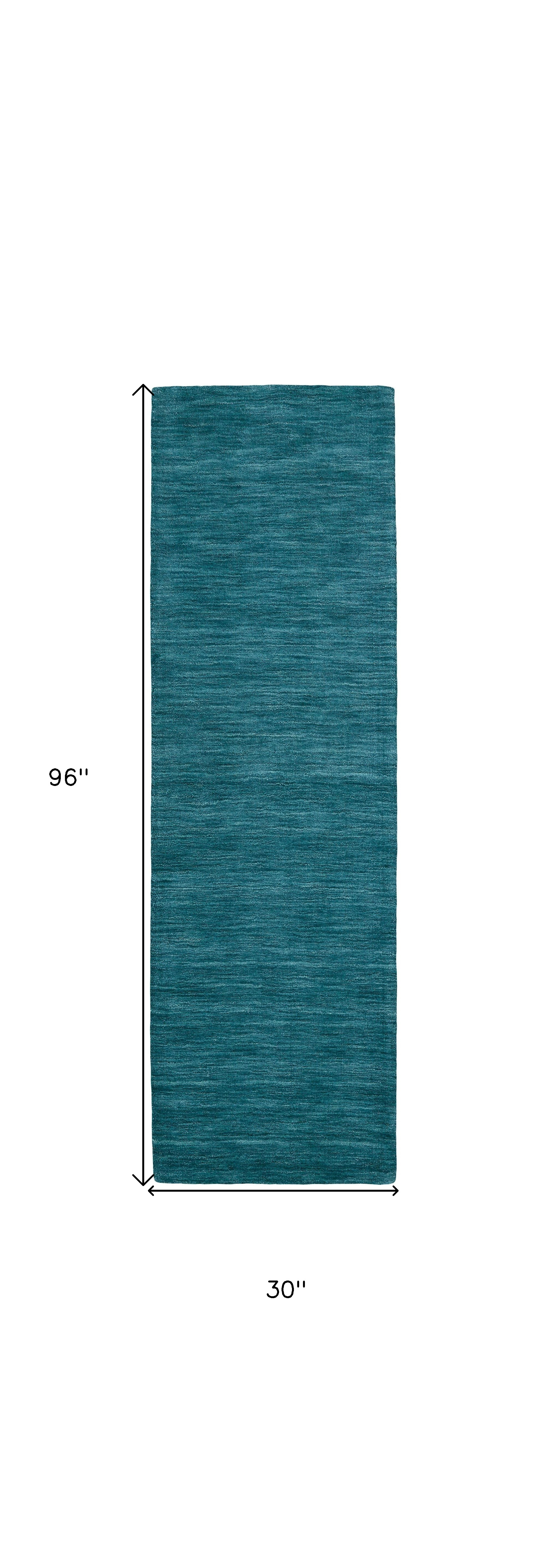 8" Runner Blue and Green Hand Woven Runner Rug