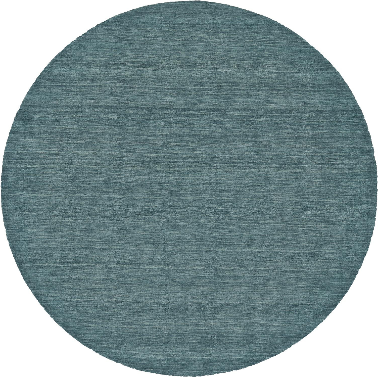 8" Blue Green Round Wool Hand Woven Area Rug