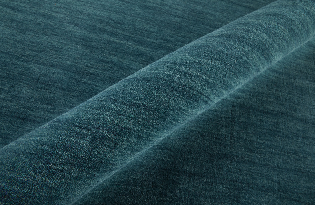 8" Blue Green Round Wool Hand Woven Area Rug