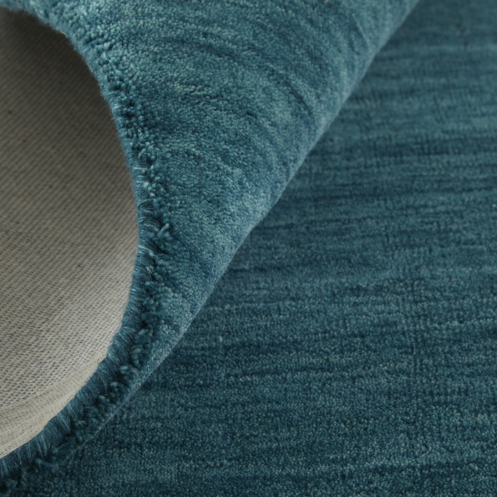 8" Blue Green Round Wool Hand Woven Area Rug