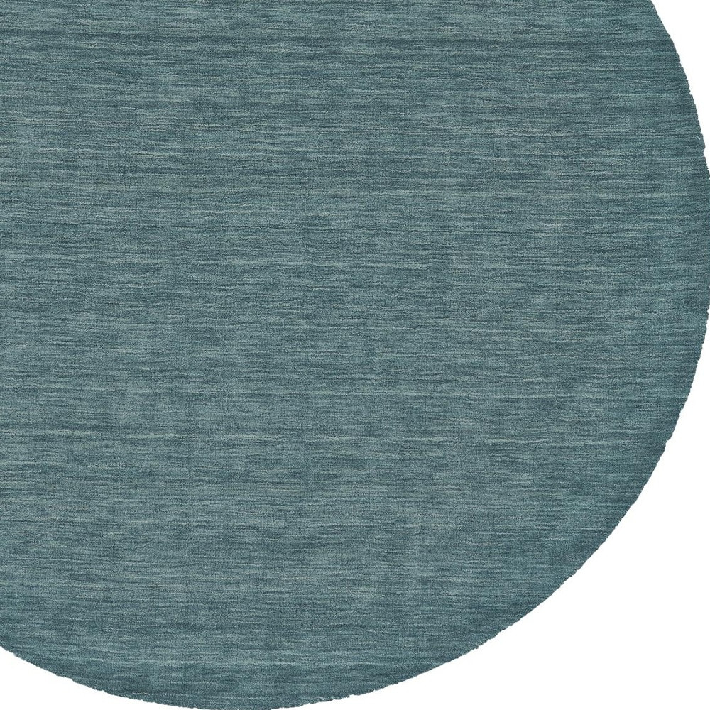 8" Blue Green Round Wool Hand Woven Area Rug