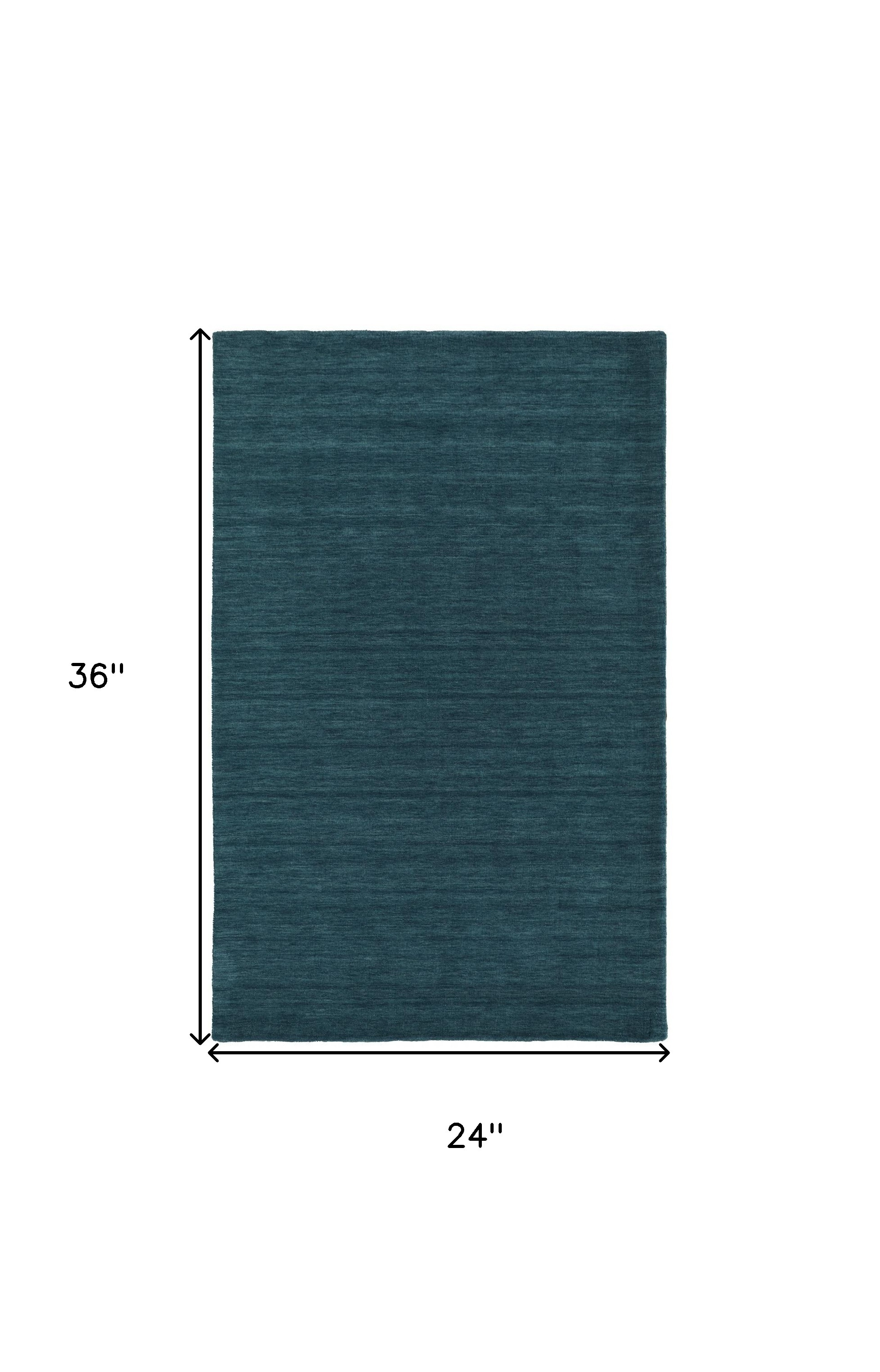 2" X 3" Blue Green Wool Hand Woven Area Rug