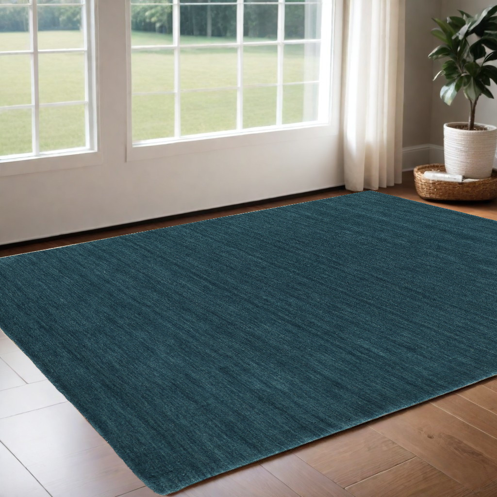 2" X 3" Blue Green Wool Hand Woven Area Rug