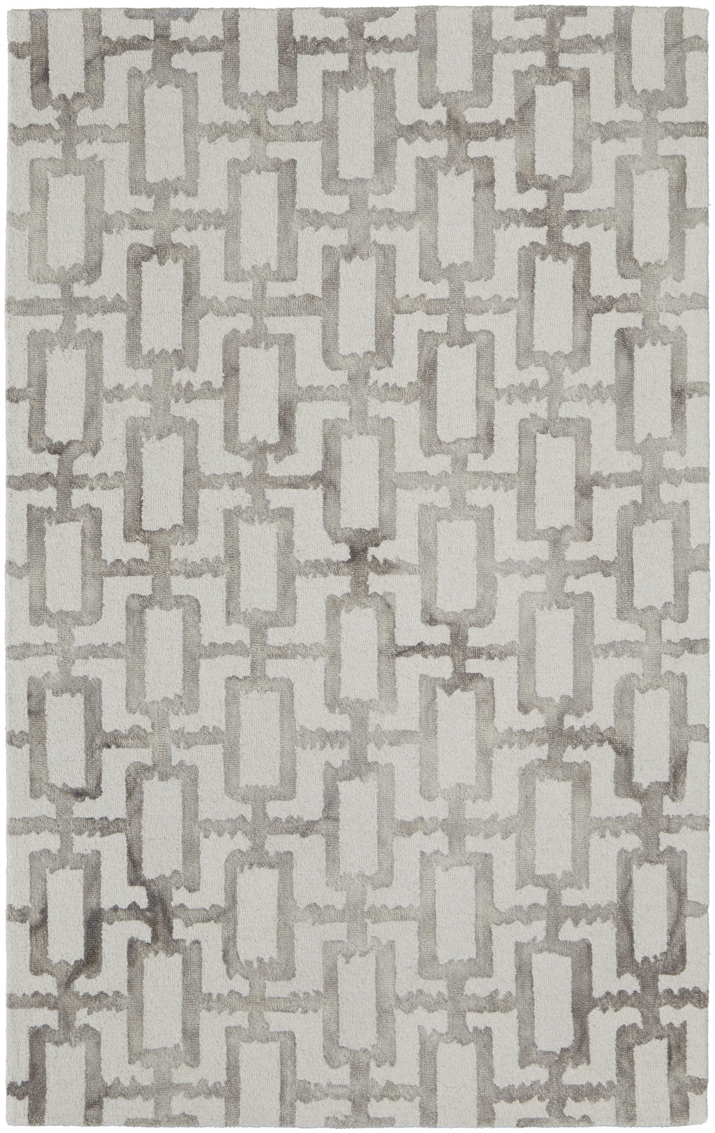 8' X 11' Ivory And Taupe Wool Geometric Tufted Handmade Area Rug-511106-1