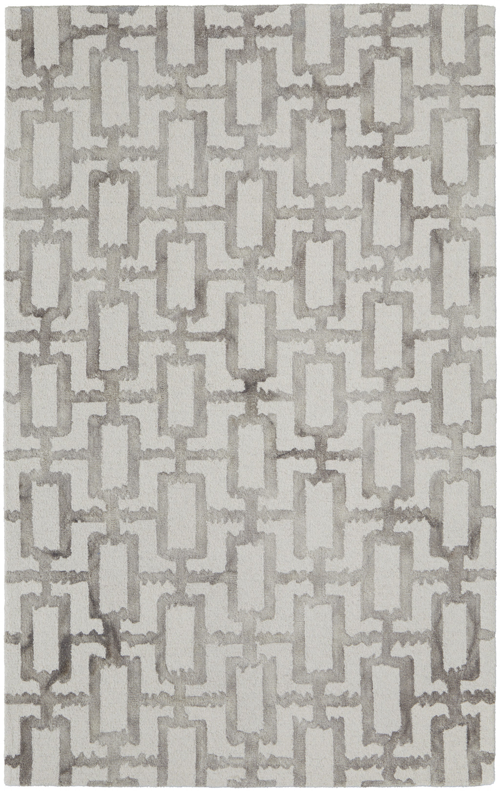 2" X 3" Ivory And Taupe Wool Geometric Tufted Handmade Area Rug