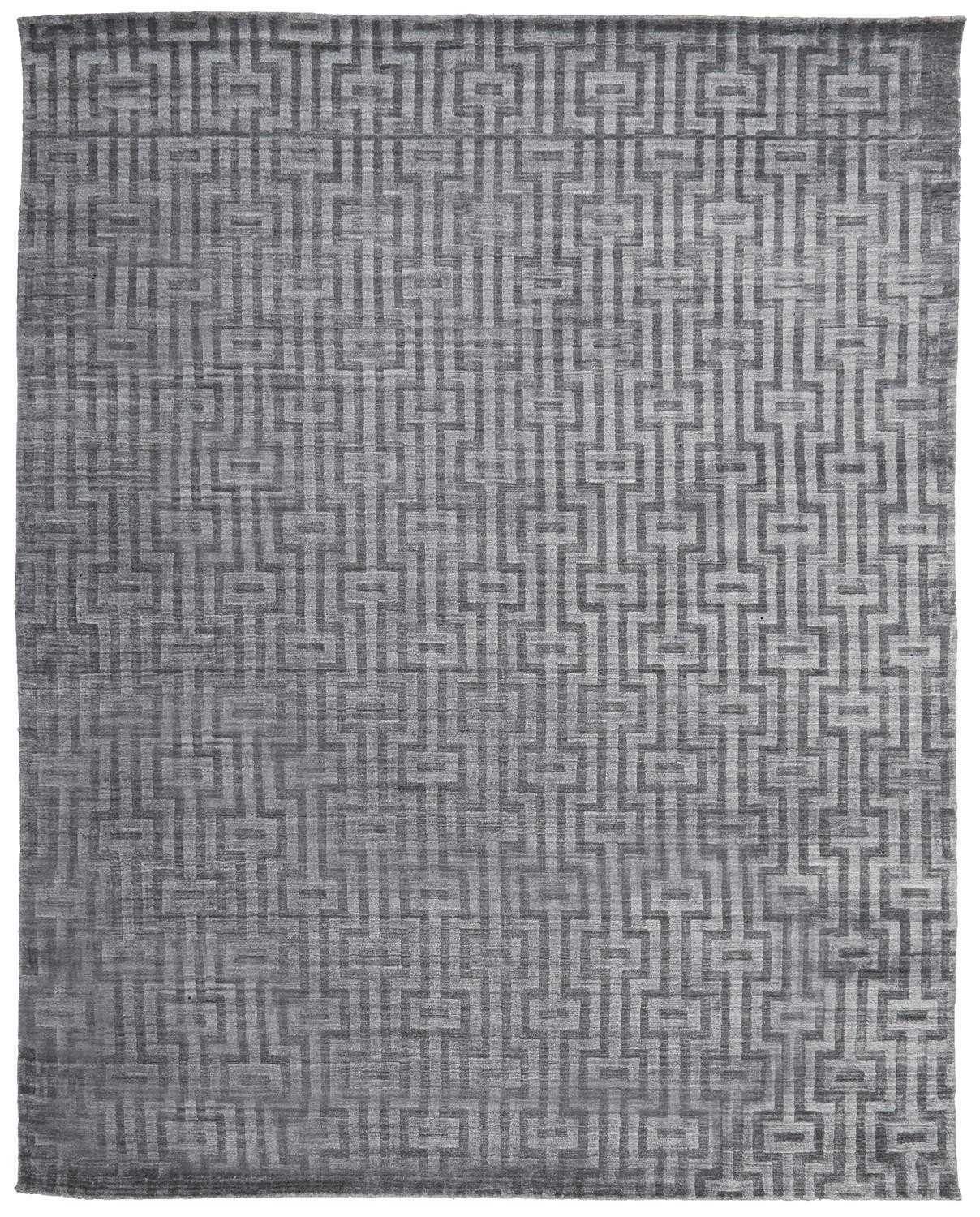 5' X 8' Gray And Silver Geometric Hand Woven Area Rug-511182-1
