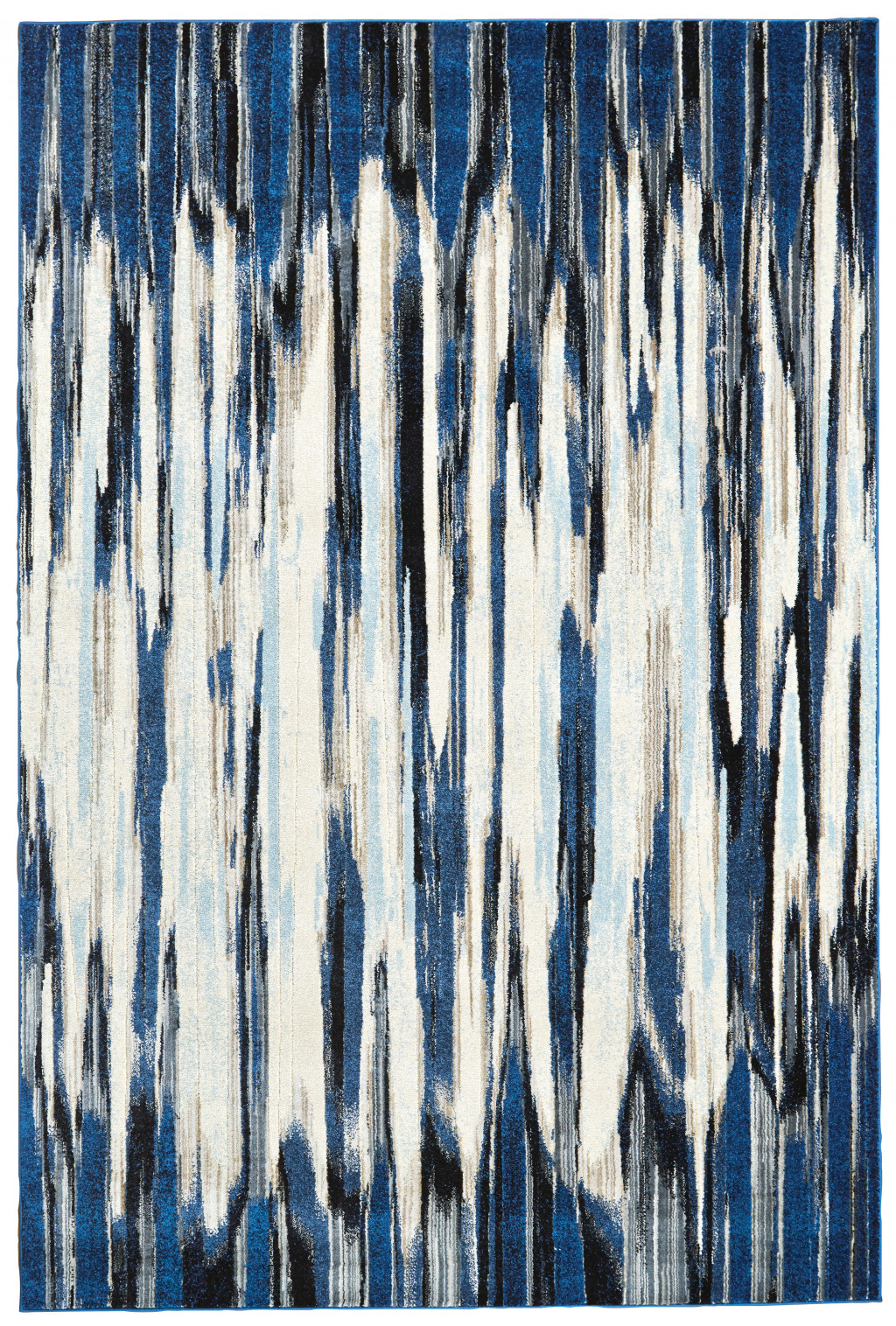 7' X 10' Ivory Blue And Gray Abstract Distressed Area Rug-511228-1
