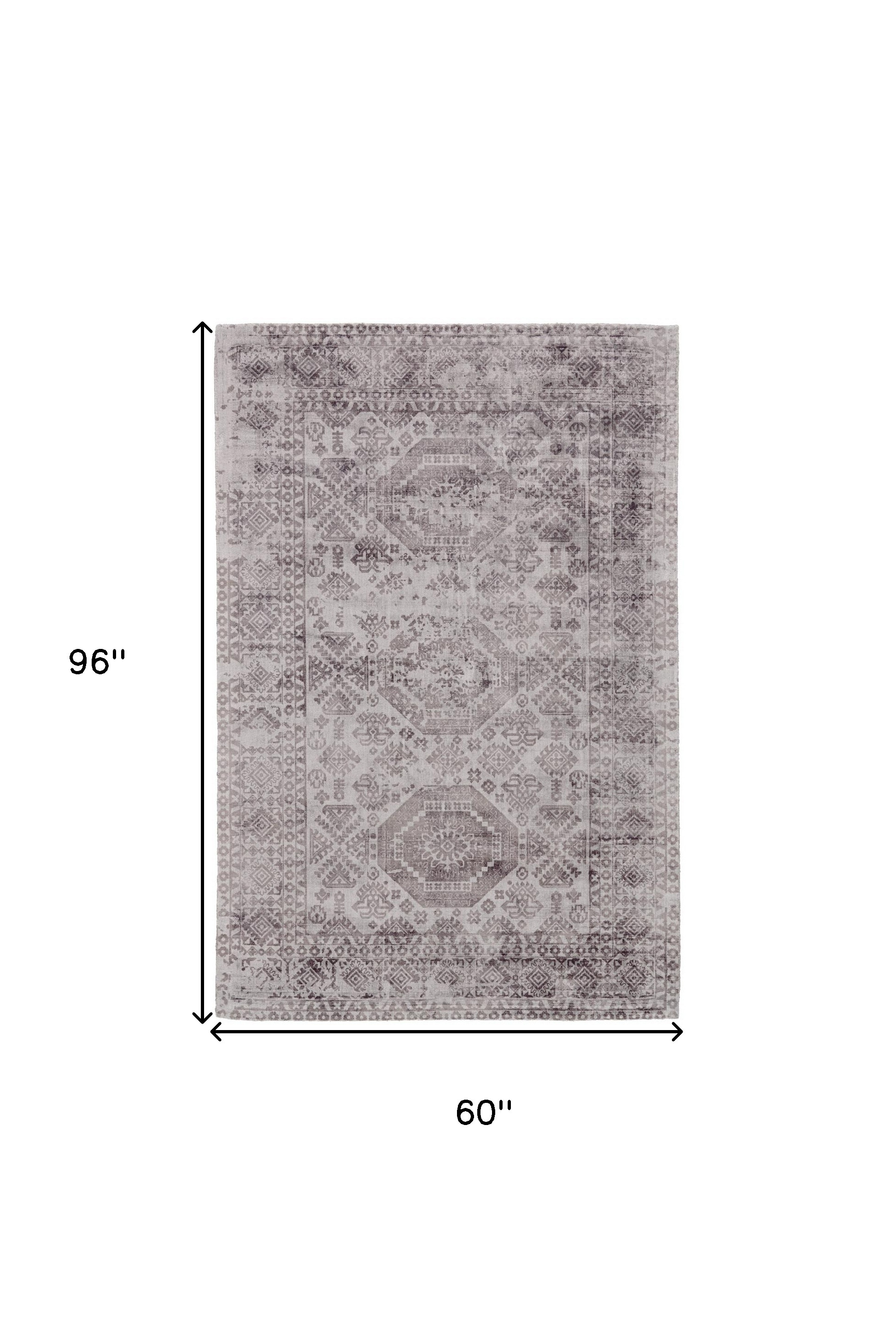 5" X 8" Gray Abstract Hand Woven Area Rug