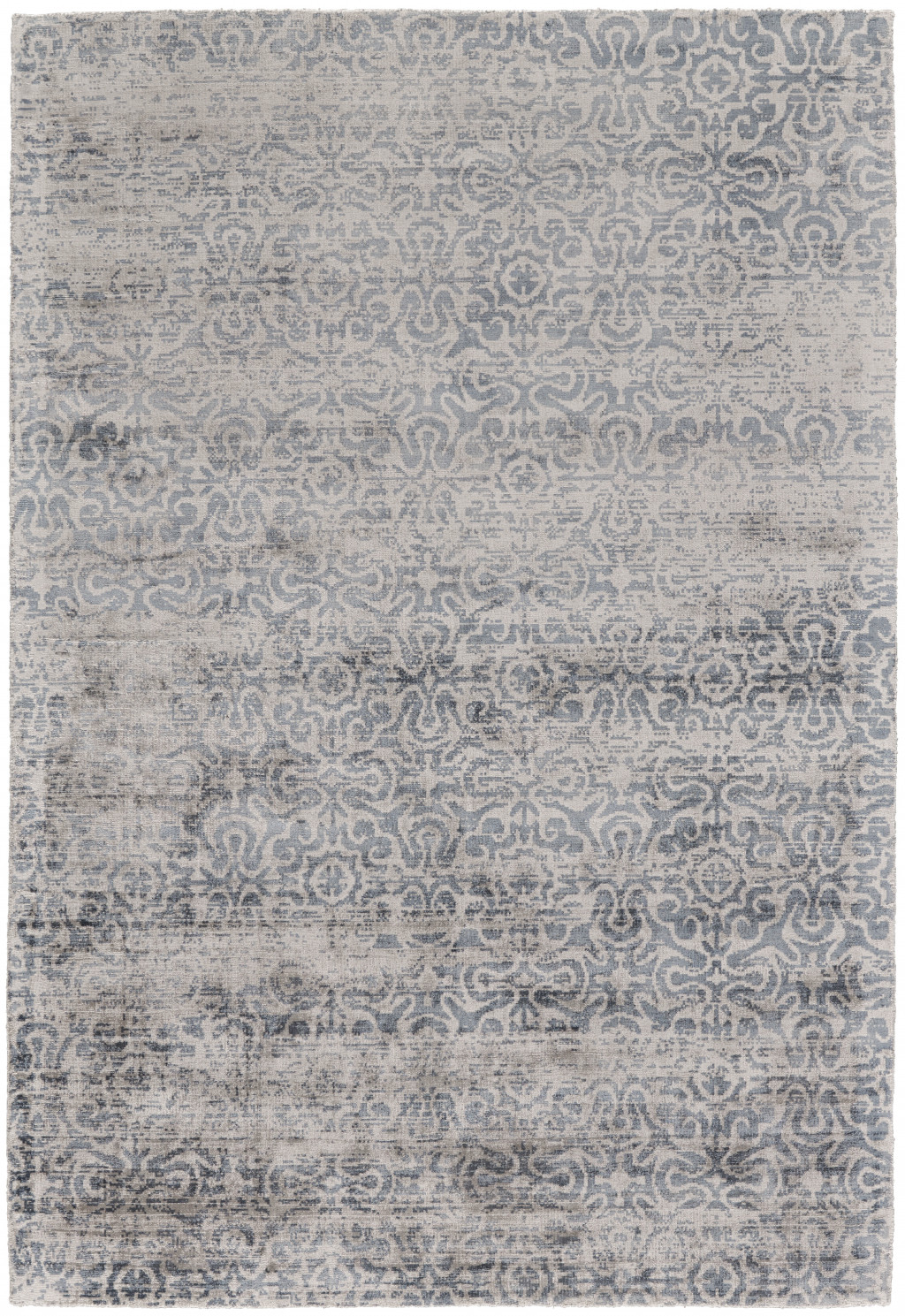5" X 8" Gray and Ivory Abstract Hand Woven Area Rug