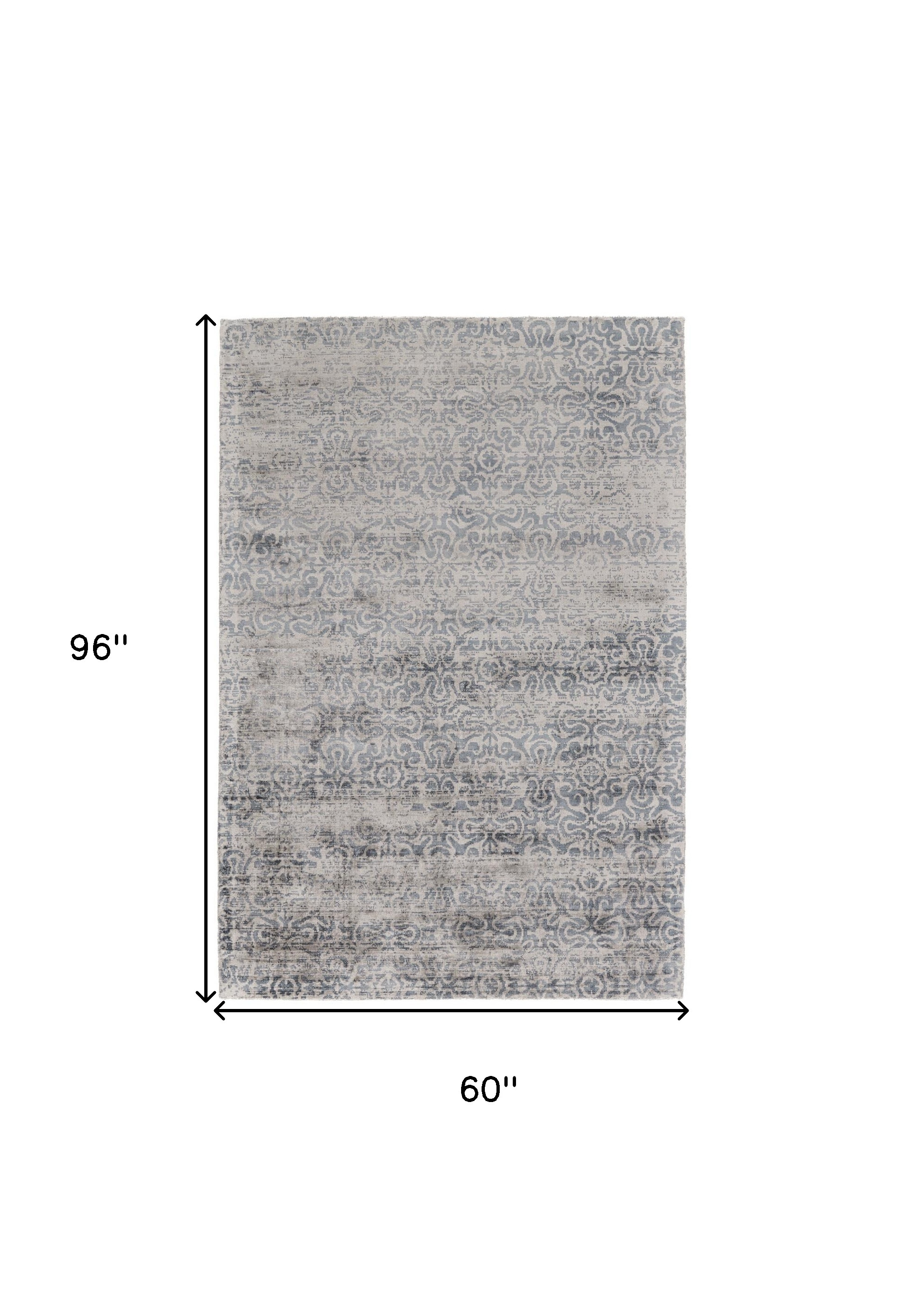 5" X 8" Gray and Ivory Abstract Hand Woven Area Rug