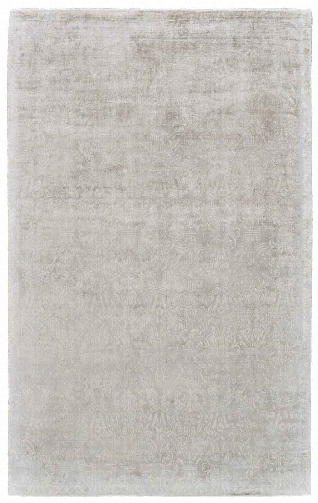 5" X 8" Gray and Ivory Abstract Hand Woven Area Rug