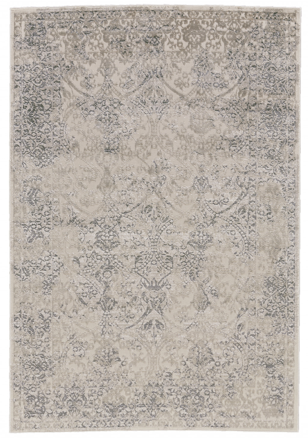 5" X 8" Ivory Gray And Black Abstract Stain Resistant Area Rug