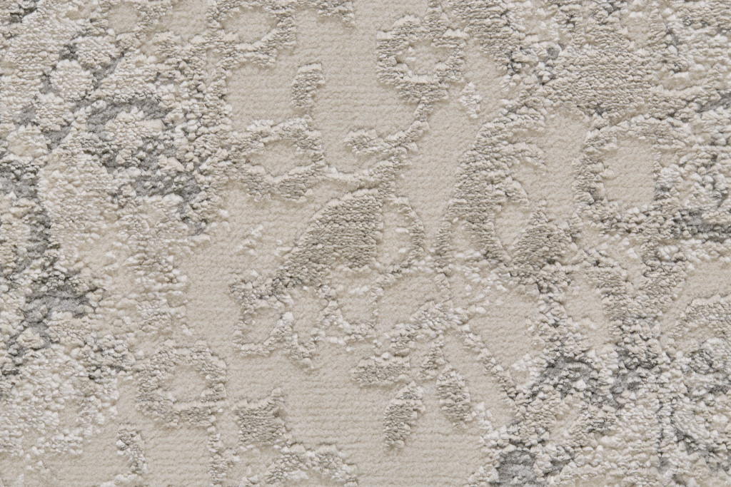 5" X 8" Ivory Gray And Black Abstract Stain Resistant Area Rug