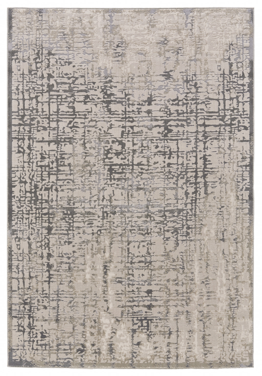 10" X 13" Gray And Ivory Abstract Stain Resistant Area Rug