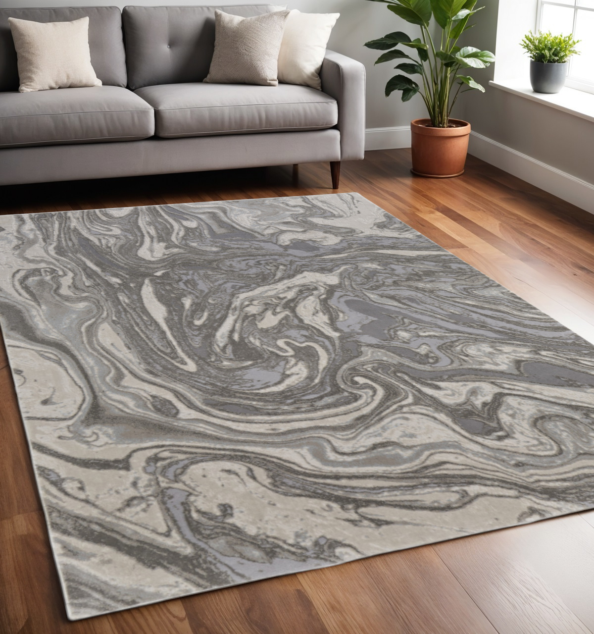 5" X 8" Gray Abstract Area Rug