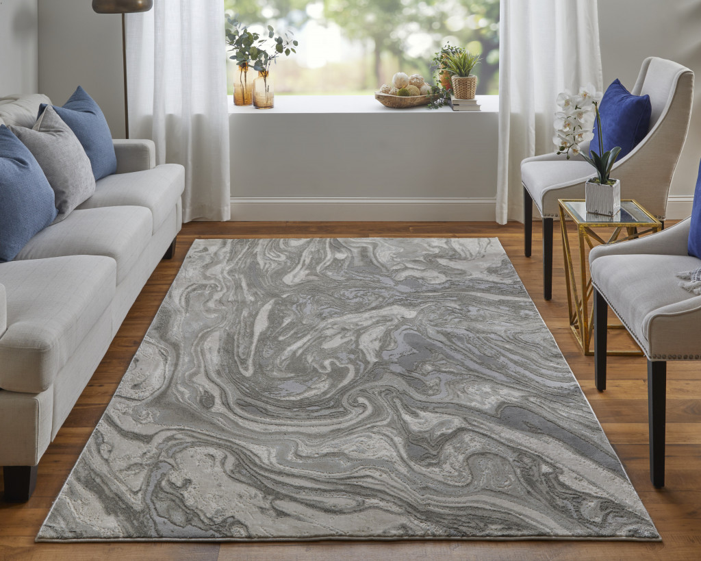 5" X 8" Gray Abstract Area Rug