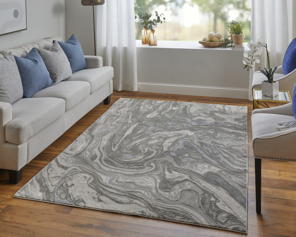 5" X 8" Gray Abstract Area Rug