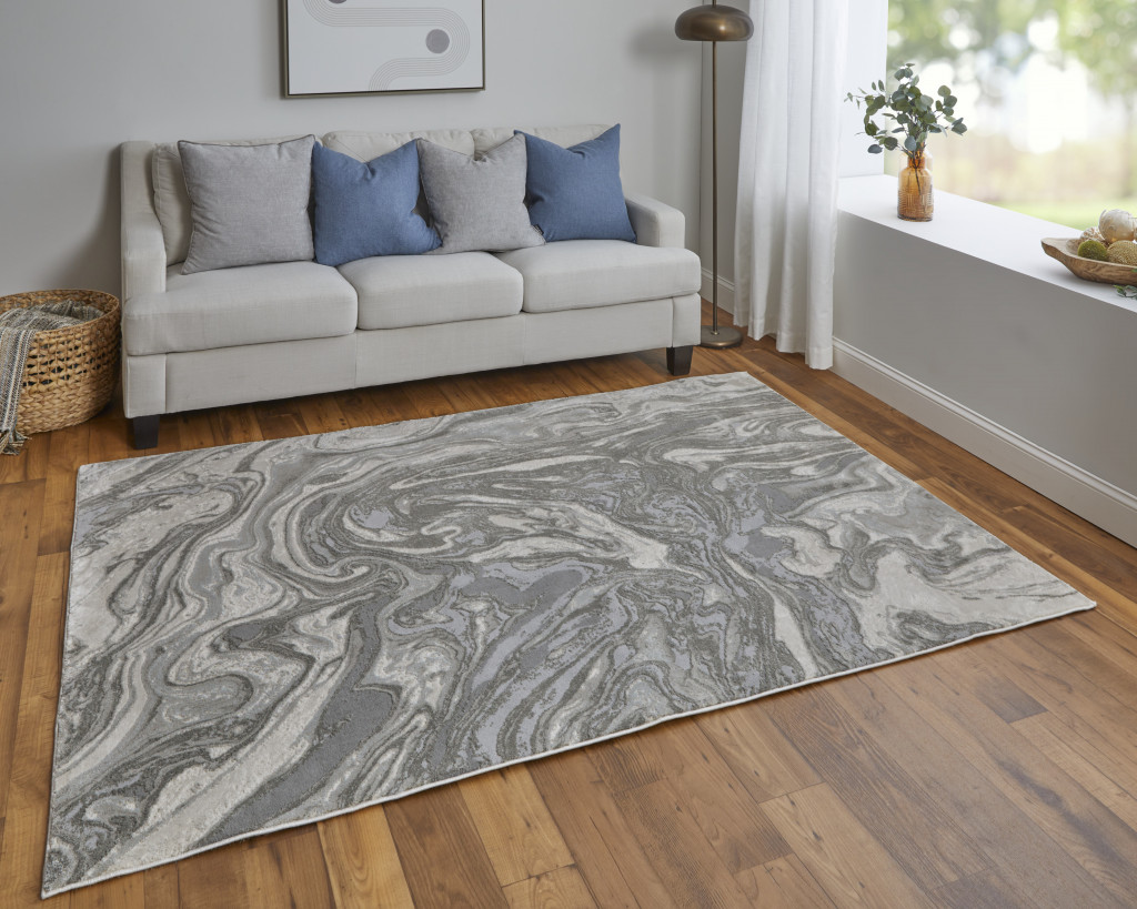 5" X 8" Gray Abstract Area Rug