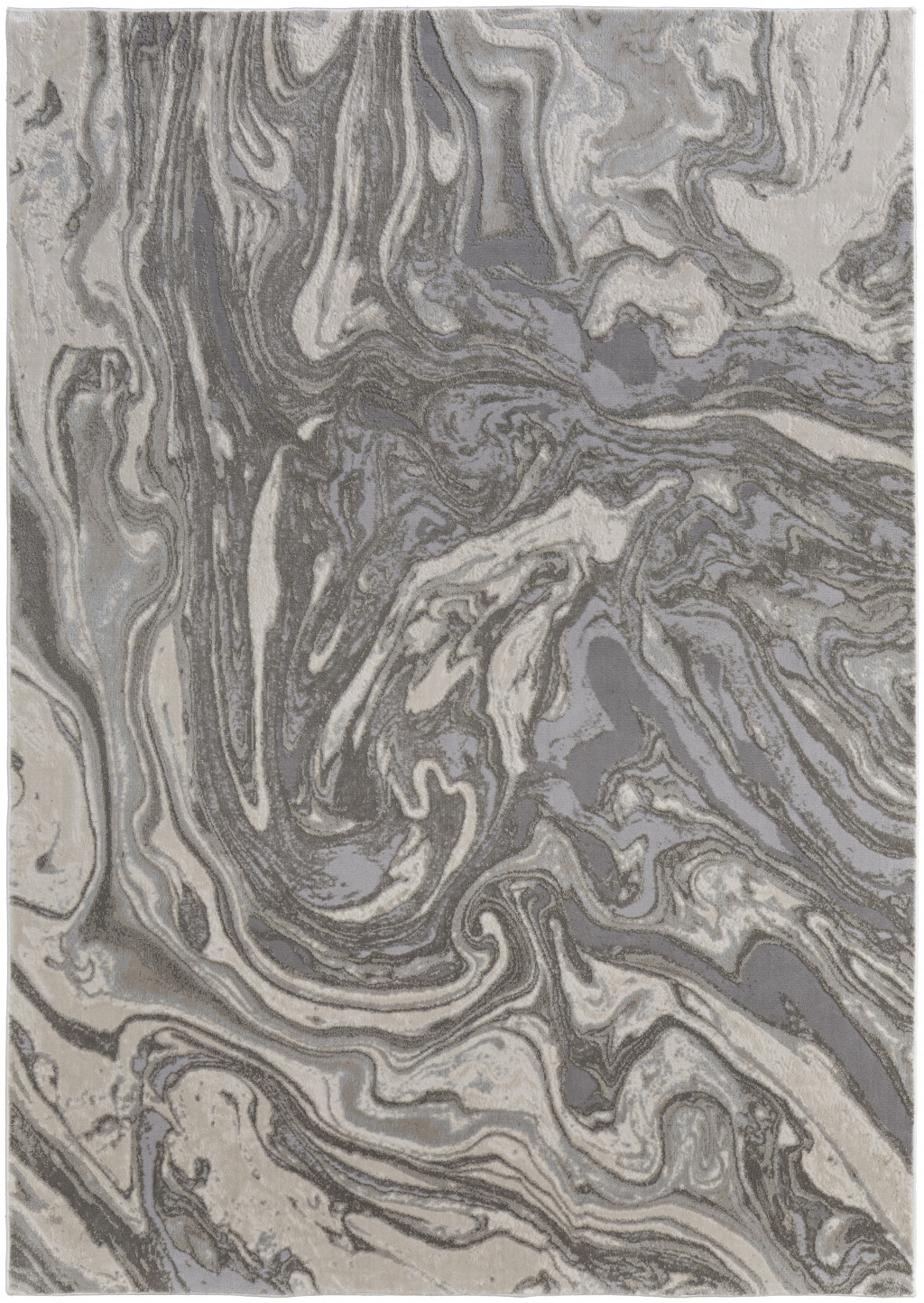 8" X 11" Gray Ivory And Silver Abstract Stain Resistant Area Rug