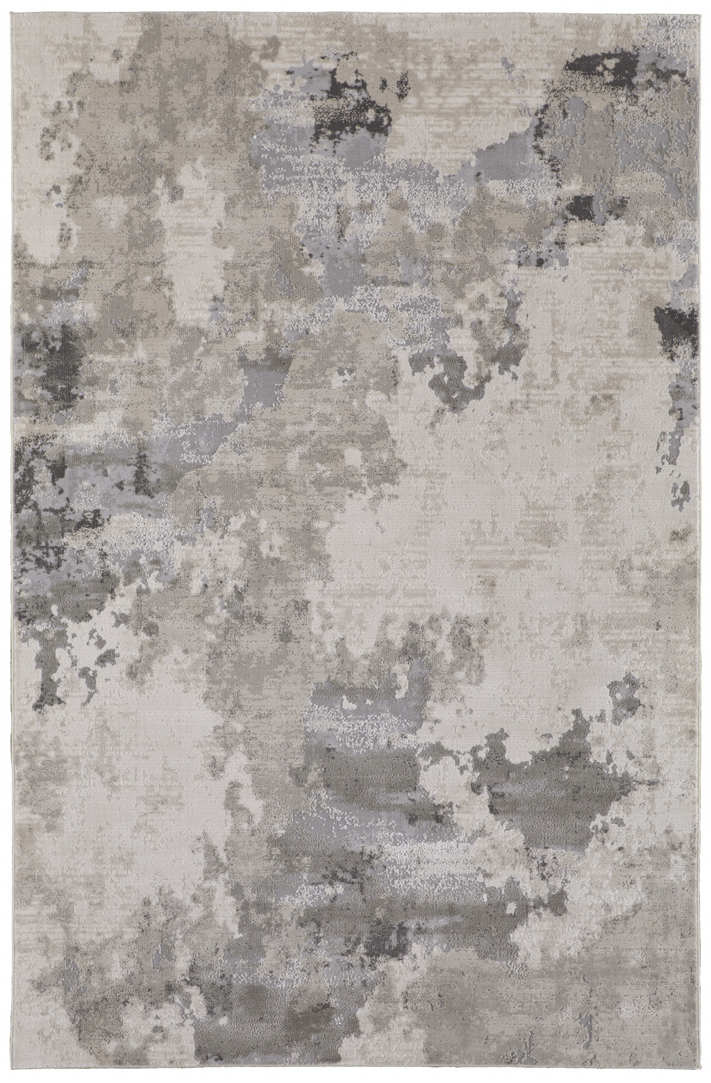 5 X 8 Ivory And gray Abstract Stain Resistant Area Rug