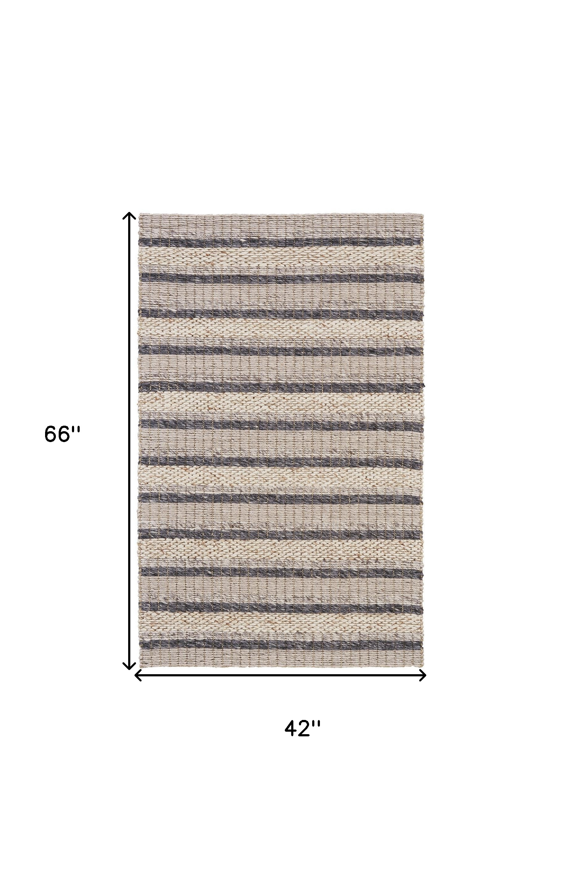 4" X 6" Gray and Ivory Wool Hand Woven Area Rug